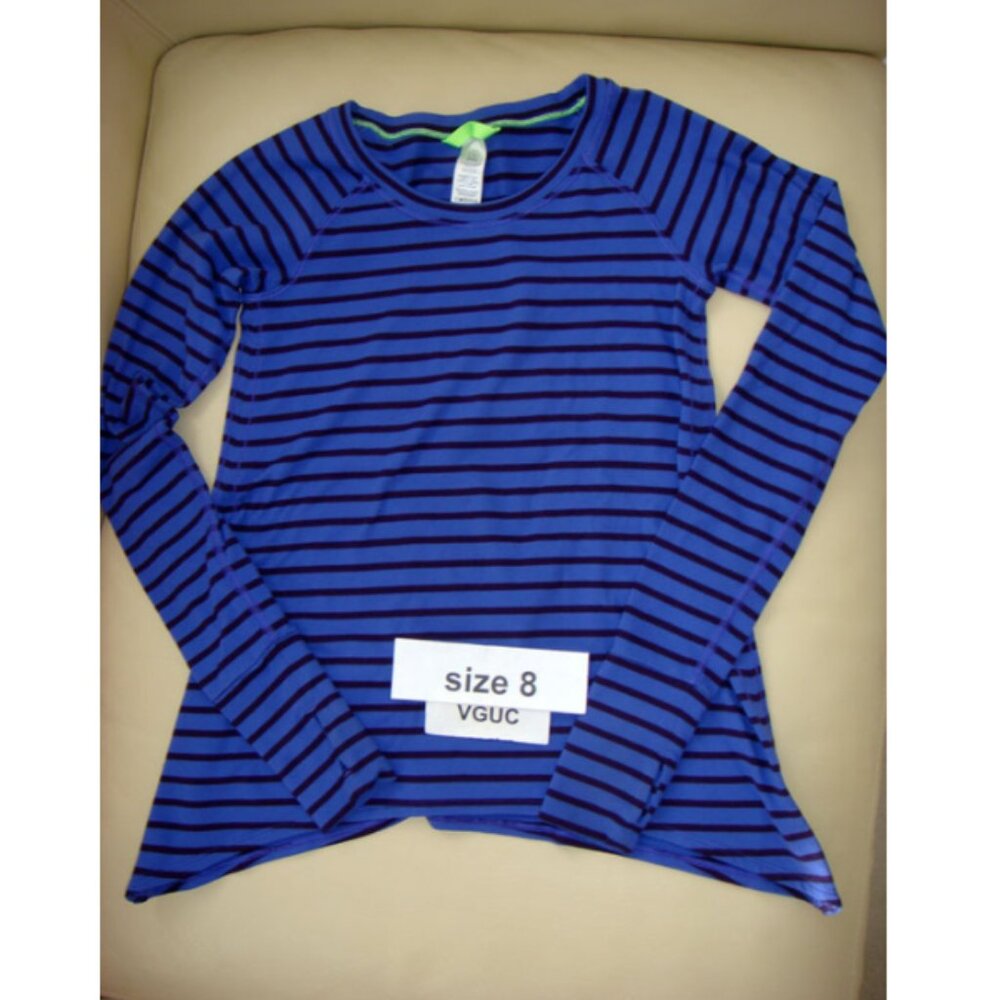 Ivivva Girl by Lululemon 🍋Practice Ready Long Sleeve Top purple stripes size 8